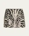 Cinq À Sept Sequin Zebra Skirt In Alabaster Black