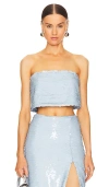 Cinq À Sept Jupiter Sequinned Crop Top In 宁静天空