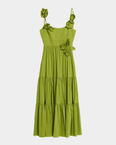 Cinq À Sept Kael 3d Rosette Midi Dress In Green