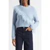 Cinq À Sept Kaelie Feathered Fringe Sweater In Blue
