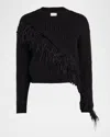 Cinq À Sept Kaelie Feathered Fringe Sweater In Black