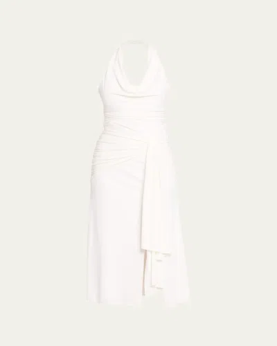 Cinq À Sept Kaia Draped Halter Midi Dress In White