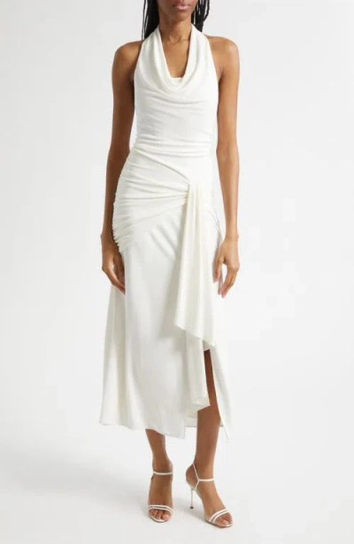 Cinq À Sept Kaia Draped Halter Midi Dress In White