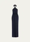 CINQ À SEPT KAILY BACKLESS DRAPED HALTER GOWN