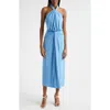 Cinq À Sept Kaily Gathered Drape Halter Maxi Dress In Flyway