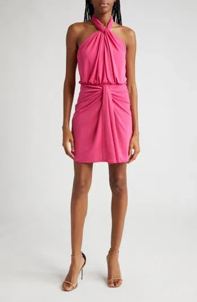 Cinq À Sept Kaily Draped Mini Halter Dress In Pink