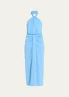 Cinq À Sept Kaily Twisted Jersey Halter Maxi Dress In Flyway