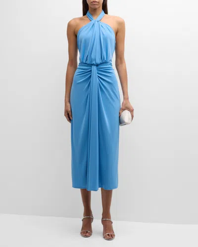 Cinq À Sept Kaily Gathered Drape Halter Maxi Dress In Flyway