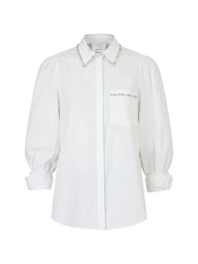Cinq À Sept Kaitlin Crystal-embellished Puff-sleeve Shirt In White