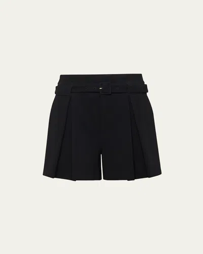 Cinq À Sept Lorena Belted-pleated Short In Blue