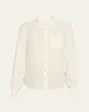 Cinq À Sept Karina Button-front Silk Top In Ivory