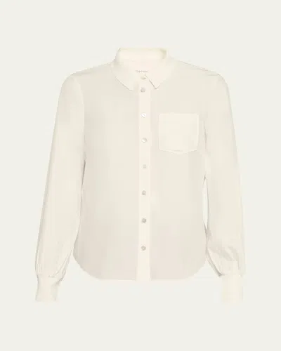 Cinq À Sept Karina Button-front Silk Top In Ivory