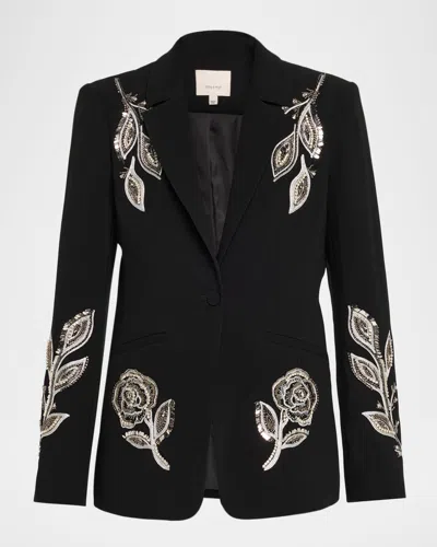 Cinq À Sept Karlie Beaded Paisley Blazer In Black