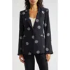 Cinq À Sept Karlie Embellished Crepe Blazer In Black/ Silver
