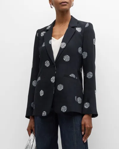 Cinq À Sept Karlie Embellished Crepe Blazer In Black