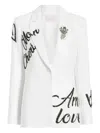 Cinq À Sept Crushed Sequin Loveletter Karlie Blazer In White