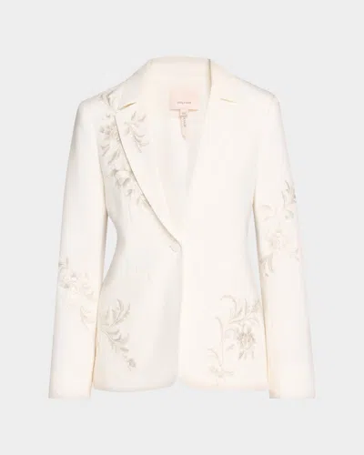 Cinq À Sept Karlie Rococo Embroidered Blazer In White