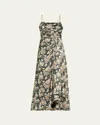 Cinq À Sept Kasia Cosmo Flower Maxi Dress In Black/london Fog