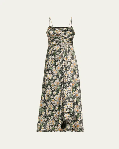 Cinq À Sept Kasia Cosmo Flower Maxi Dress In Black/london Fog