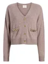 Cinq À Sept Kavita Chain-cashmere Cardigan In Brown