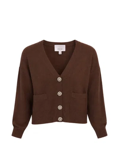 Cinq À Sept Kavita Rhinestone-embellished Cashmere Cardigan In Brown