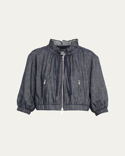 Cinq À Sept Kaylie Linen-blend Jacket In Blue