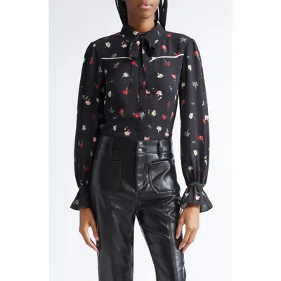 CINQ À SEPT CINQ À SEPT KELELA PRINT TIE NECK SHIRT
