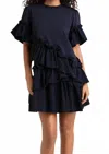 Cinq À Sept Kendria Ruffle Mixed Media Minidress In Blue