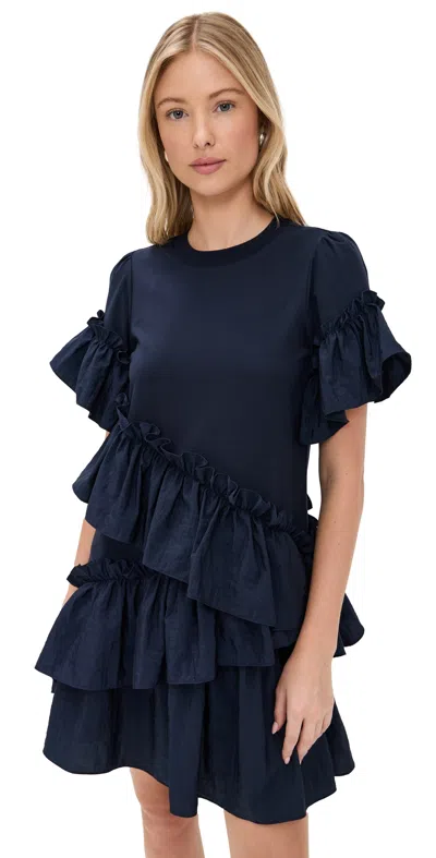 Cinq À Sept Kendria Ruffle Mini Dress In Navy