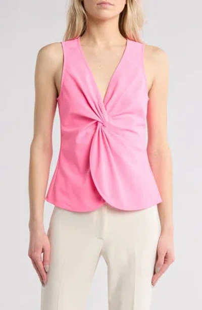 Cinq À Sept Kenna Twist Sleeveless Top In Electric Pink