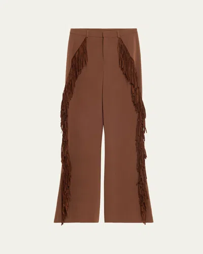 Cinq À Sept Keo Fringe-trim Pants In Brown