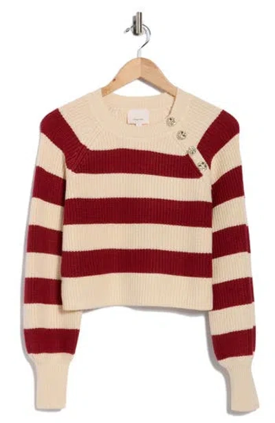 Cinq À Sept Keren Button Shoulder Sweater In Brown