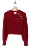 Cinq À Sept Keren Button Shoulder Sweater In Burgundy