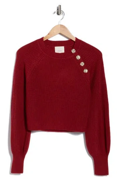 Cinq À Sept Keren Button Shoulder Sweater In Burgundy
