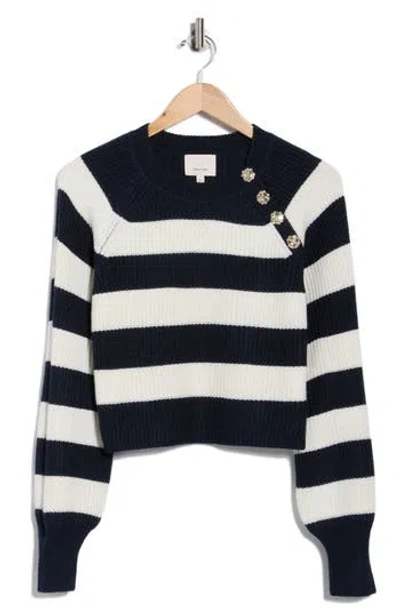 Cinq À Sept Keren Button Shoulder Sweater In Multi
