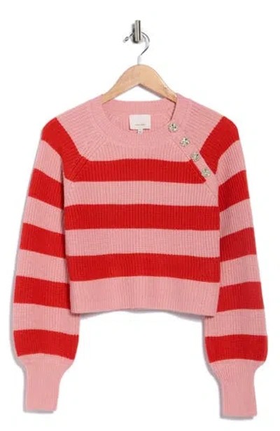 Cinq À Sept Keren Button Shoulder Sweater In Multi