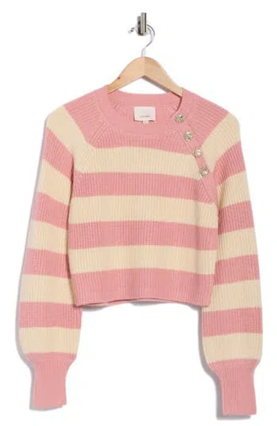 Cinq À Sept Keren Button Shoulder Sweater In Pink