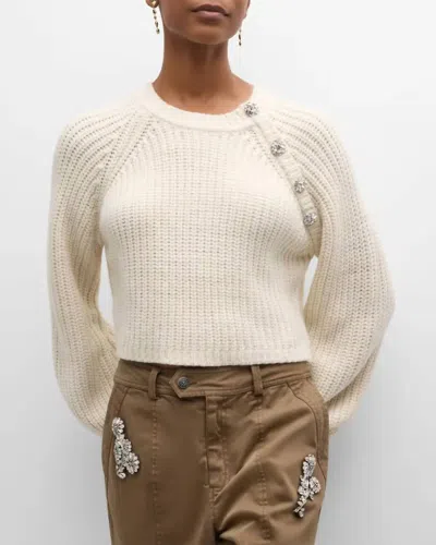 Cinq À Sept Keren Embellished Sweater In Ivory In Nude