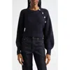 Cinq À Sept Keren Rhineston Button Sweater In Navy