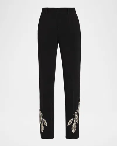 Cinq À Sept Kerry Beaded Paisley Pants In Black