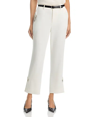 Cinq À Sept Cinq A Sept Kerry Rhinestone Safety Pin Cropped Pants - Exclusive In White