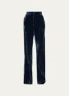 Cinq À Sept Collins Relaxed Straight-leg Velvet Pants In Black