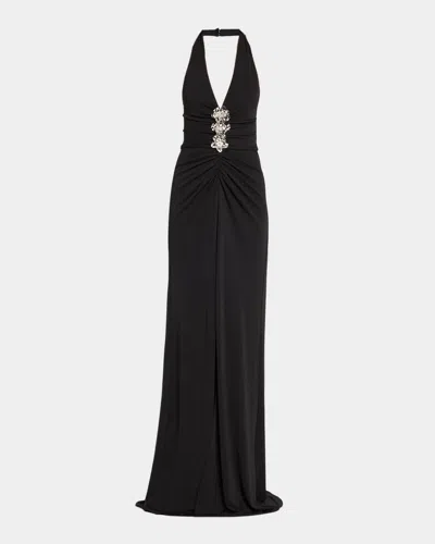 Cinq À Sept Kessan Floral-embellished Maxi Dress In Black