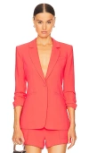 Cinq À Sept Cinq A Sept Khloe Ruched-cuff Blazer In 霓虹珊瑚色
