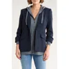 Cinq À Sept Khloe Blazer With Hooded Knit Bib In Blue