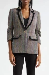 Cinq À Sept Khloe Bouclé Blazer In Black Multi