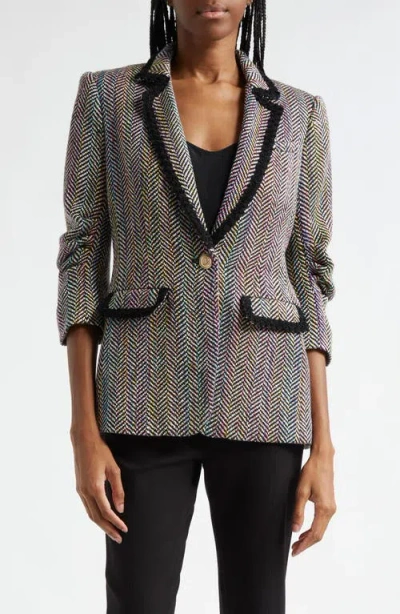 Cinq À Sept Khloe Bouclé Blazer In Black Multi