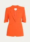 Cinq À Sept Khloe Short-sleeve Blazer In Deep Tangelo