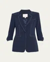 Cinq À Sept Cinq A Sept Khloe Topstitch Hooded Blazer In Navyivory