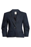 Cinq À Sept Khloe Crop Denim Blazer In Blue